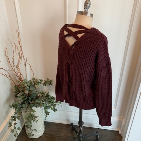 Moral Fiber NWT Women's  Lace Up Back Sweater - Picture 9 of 15
